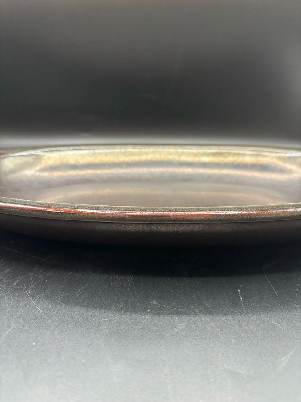 Southern Living at Home Eclipse Serving Platter Tray Metallic Look Glaze 16”x10”